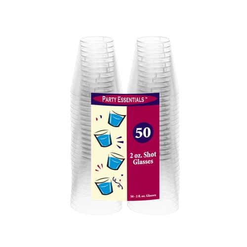 Party Essentials 2 oz Clear Plastic Shot Glasses