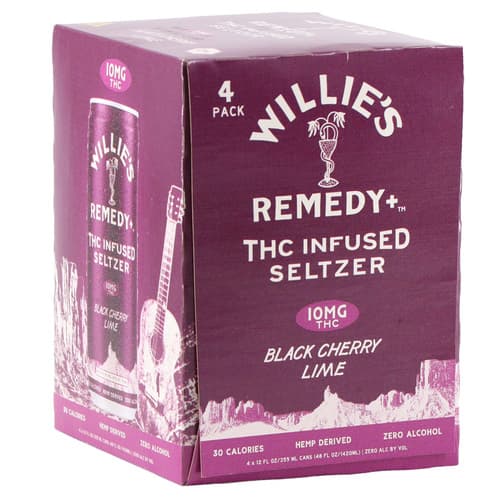 Willie's Remedy Black Cherry Lime Seltzer 10mg Delta 9 4pk Can