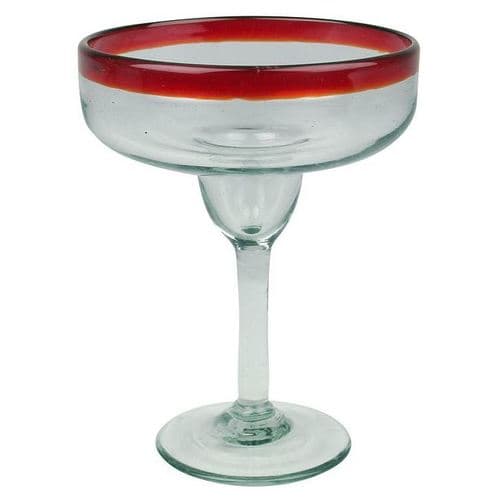 Mexican Bubble Glass • Margarita Red Rim