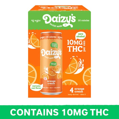 Daizy's Social Orange Cream Soda 10mg Delta 9 4pk Can