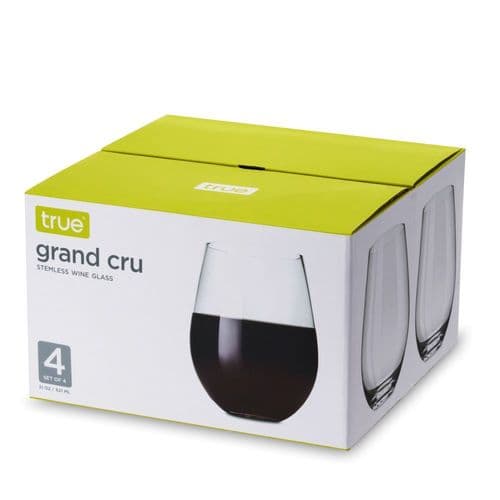 True Brands True Wine Glasses • Red Stemless 22 oz Set 4