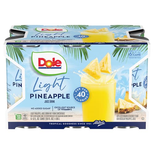 Dole • Light Pineapple Juice 40 Cal 6 Pk Carton
