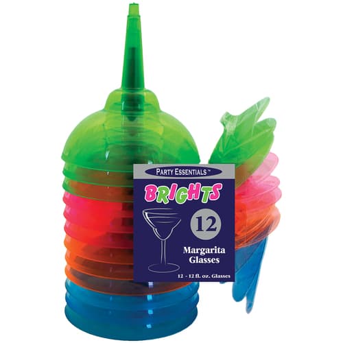 Party Essentials Neon Disposable Margarita Glasses