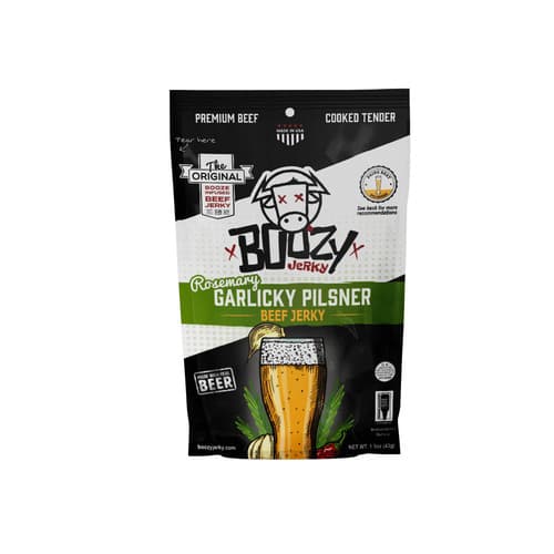 Boozy Jerky • Rosemary Garlicky Pilsner Beef